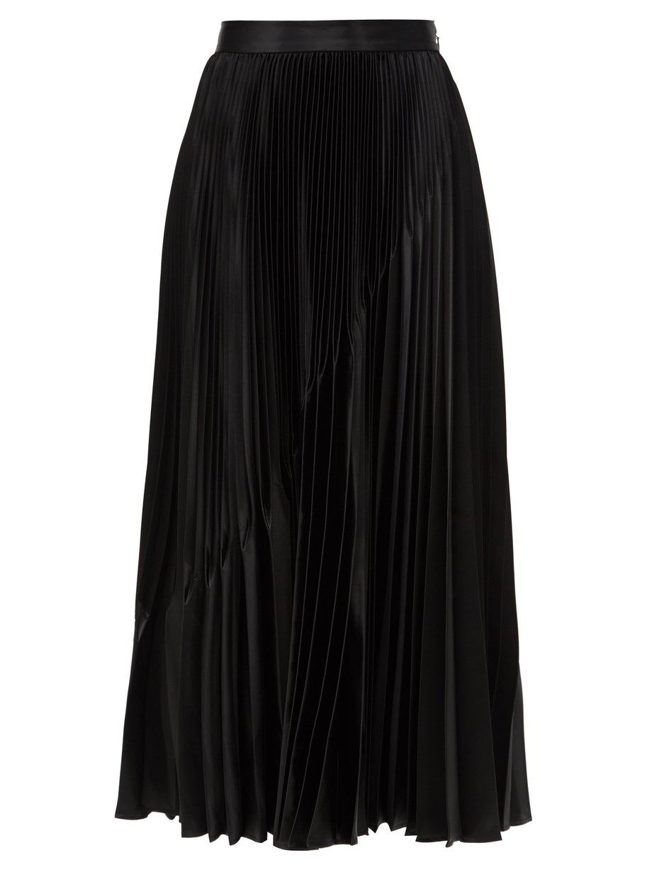 Black Inverted-pleat satin midi skirt | Givenchy | MATCHESFASHION AU