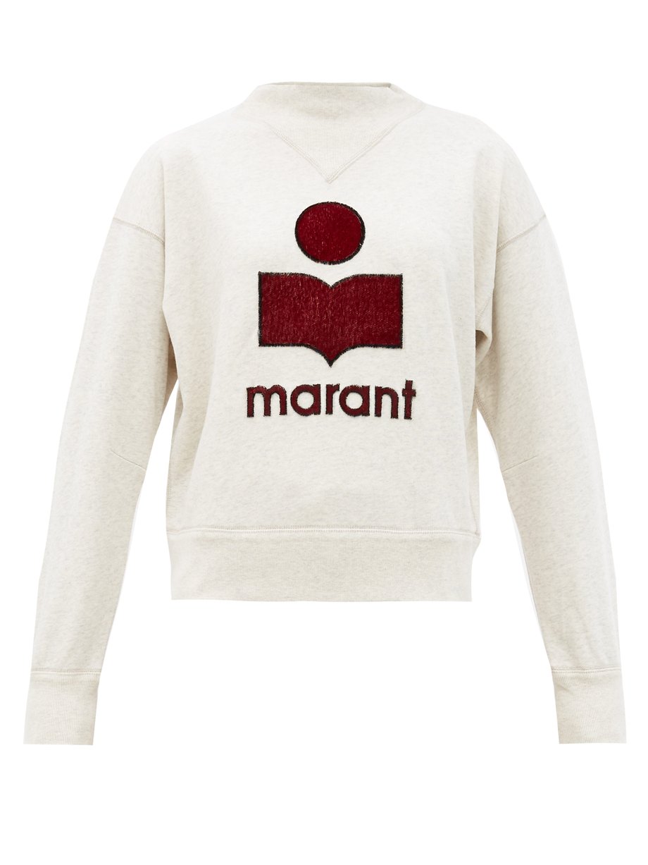 White Moby flocked-logo cotton-blend sweatshirt | Isabel Marant Étoile ...
