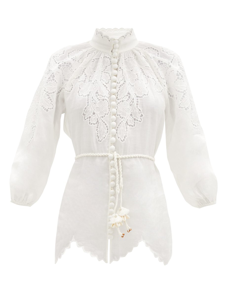 White Carnaby guipure lace-panelled top | Zimmermann | MATCHESFASHION US