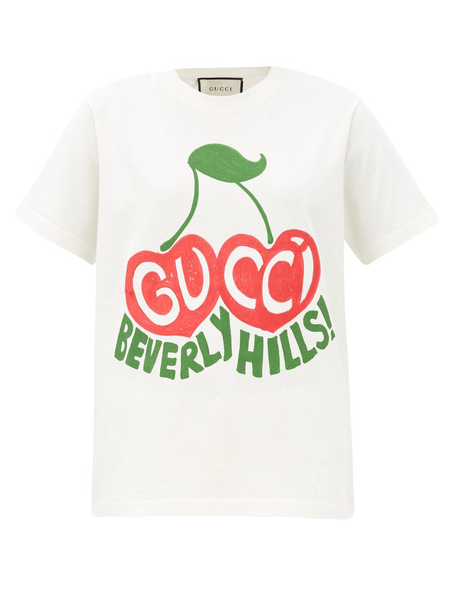 Gucci Print Beverly Hills cherry-print organic-cotton T-shirt | 매치스패션 ...