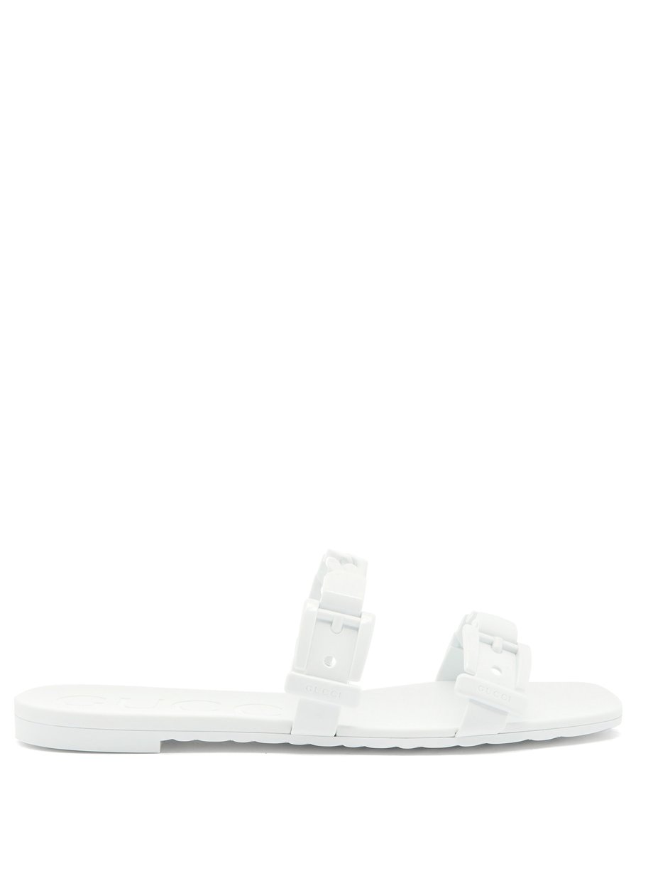 Gucci Buckled-strap jelly slides White｜MATCHESFASHION（マッチズファッション)