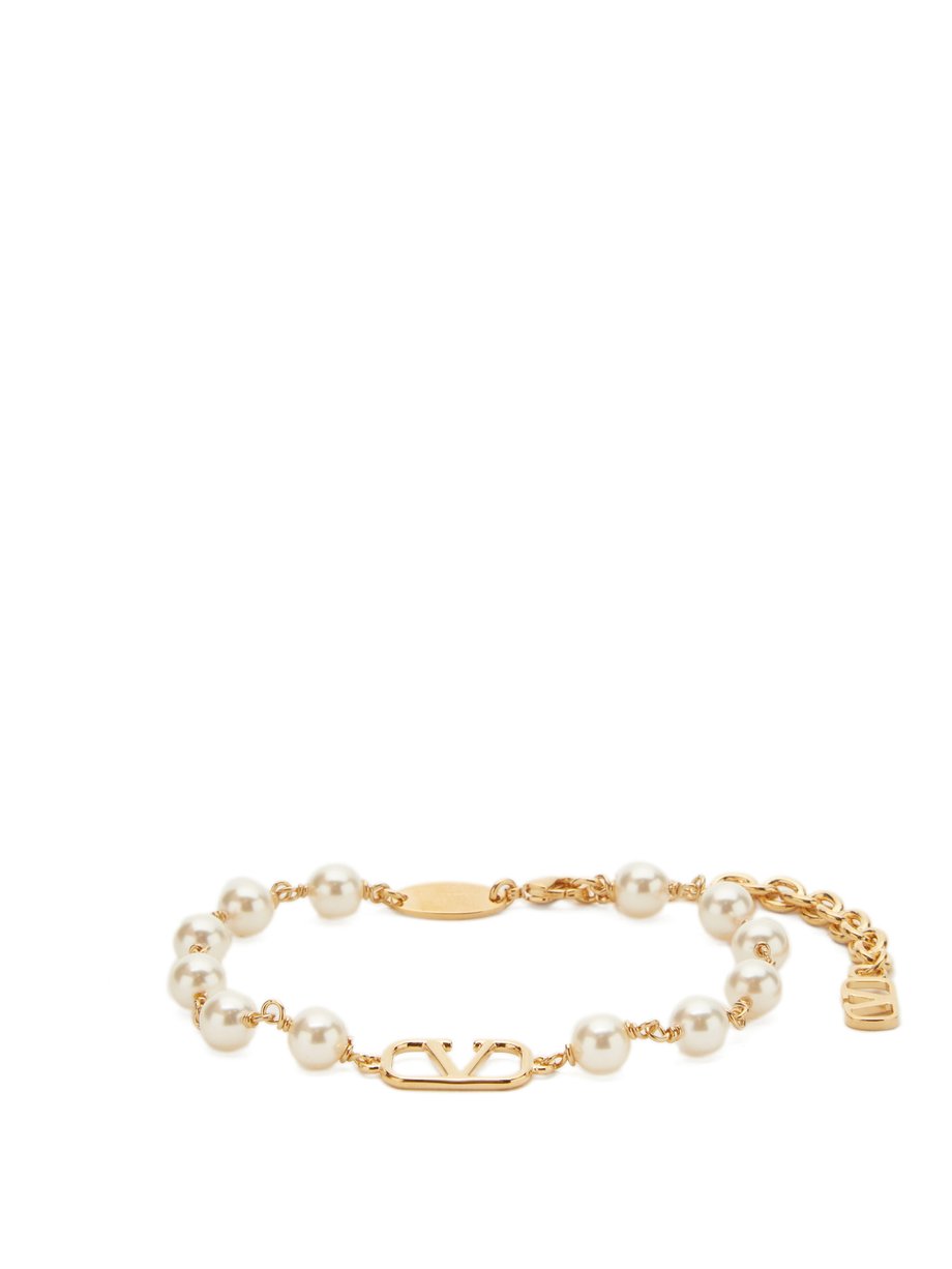 White V-logo faux-pearl bracelet | Valentino | MATCHESFASHION US