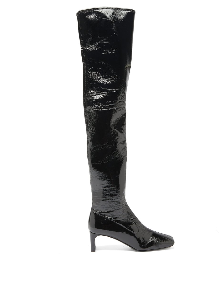Black Square-toe over-the-knee boots Prada | MATCHESFASHION US