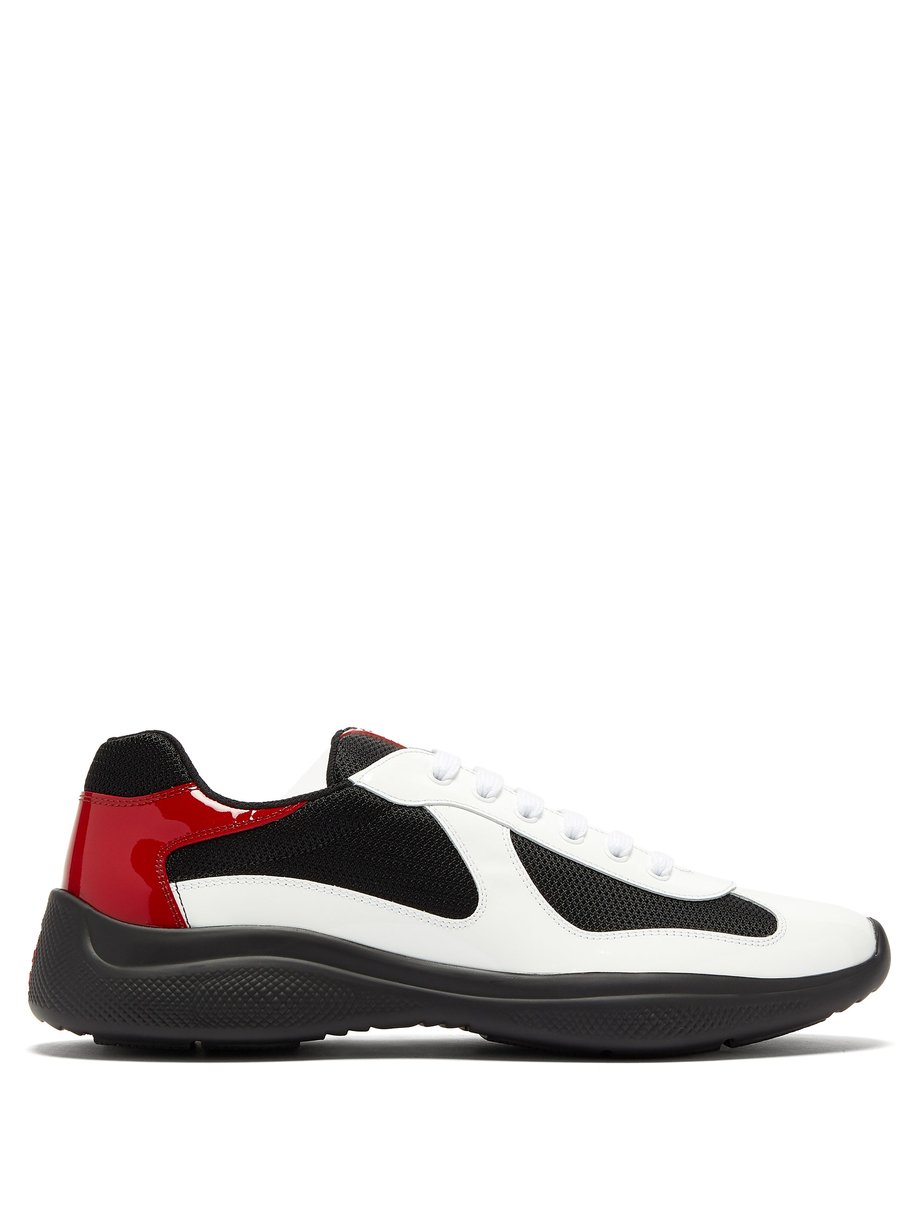Black America’s Cup XL patent leather and mesh trainers | Prada ...
