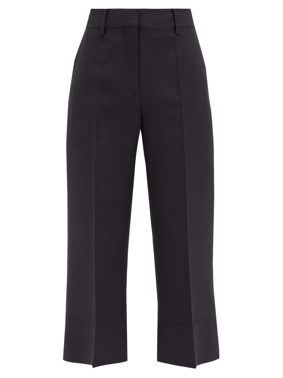 Black High-rise wool-blend cropped trousers | Valentino | MATCHESFASHION US