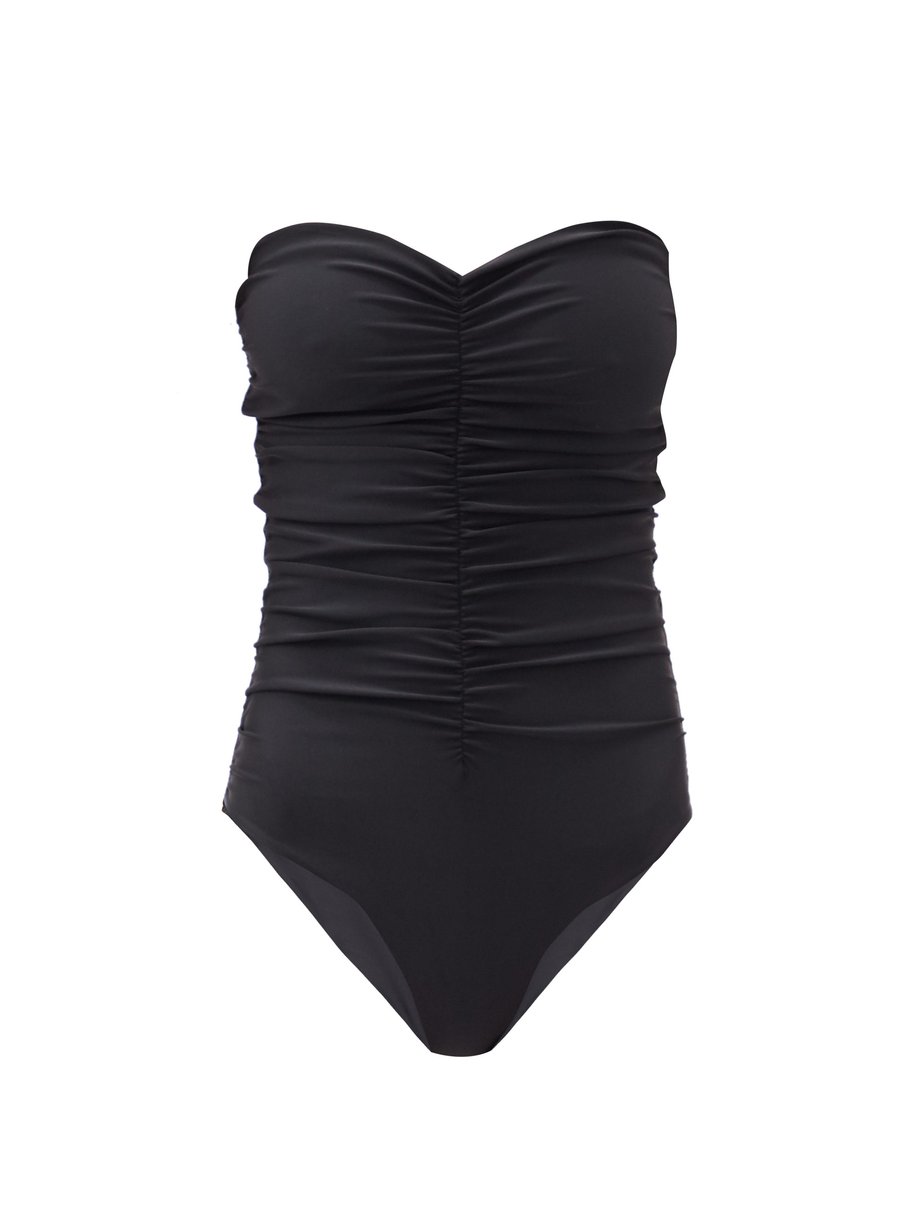 Black Yara ruched strapless swimsuit | Jade Swim | MATCHESFASHION US