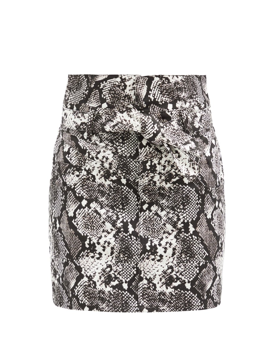 snake print skirt grey