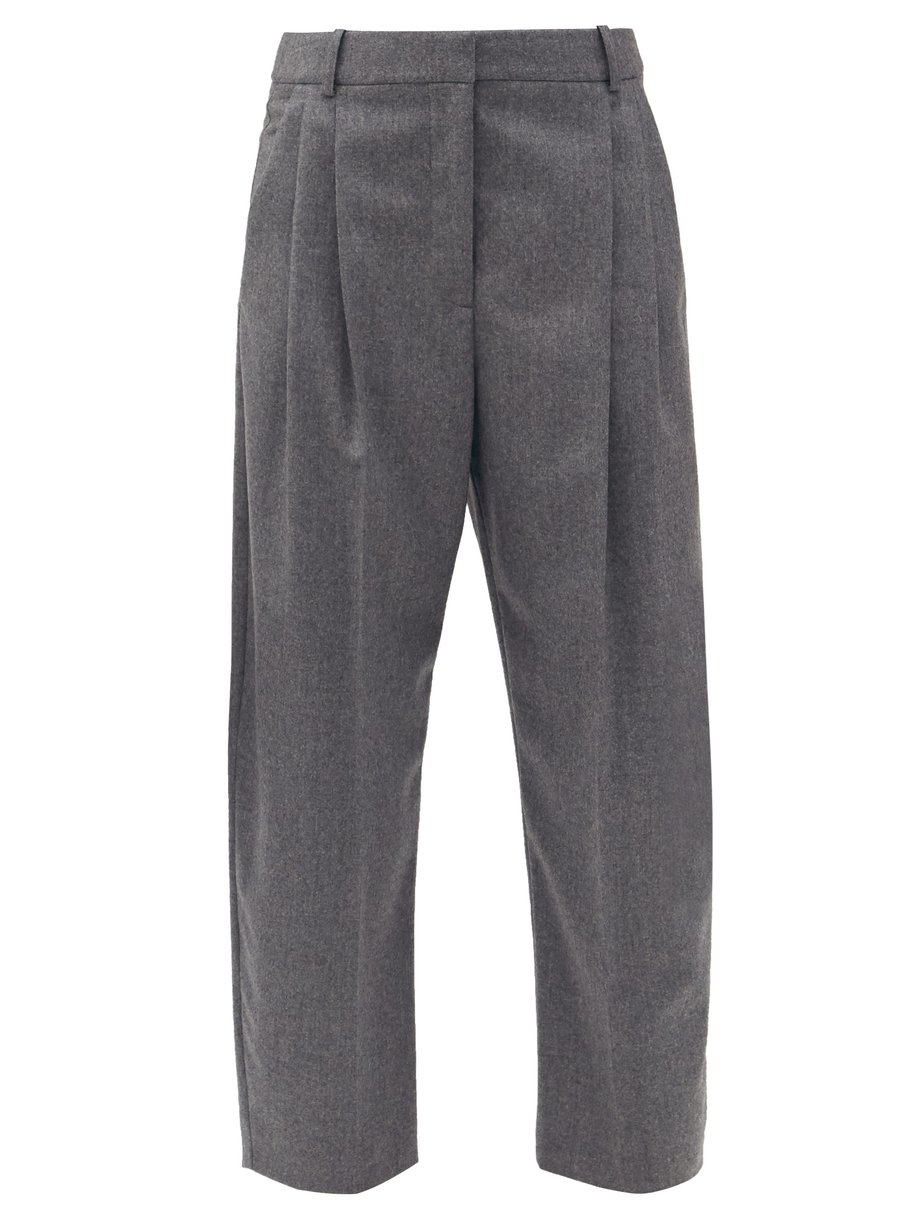 Grey Dawson front-pleated wool-flannel trousers | Stella McCartney ...