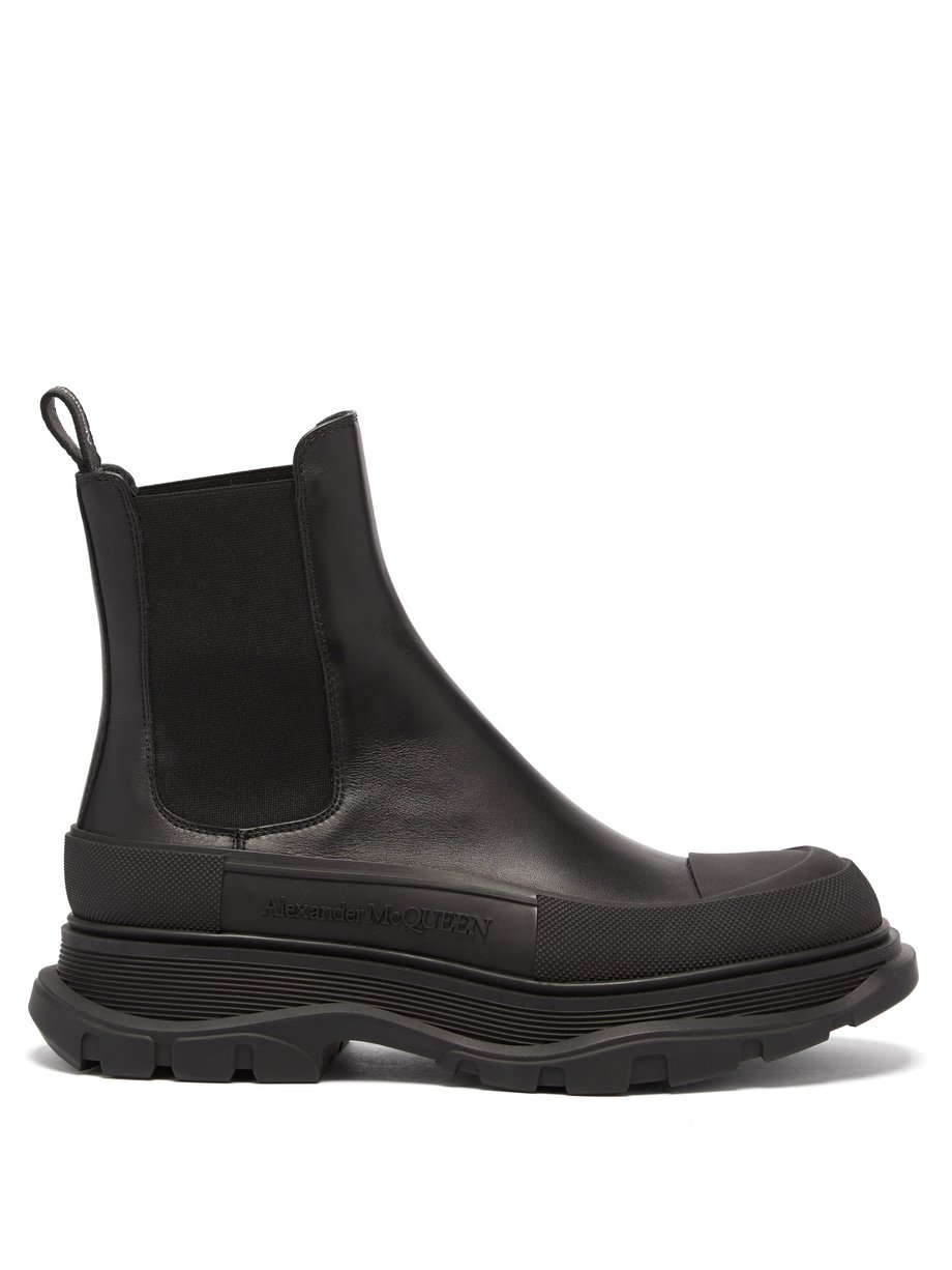 Black Tread leather Chelsea boots | Alexander McQueen | MATCHESFASHION UK