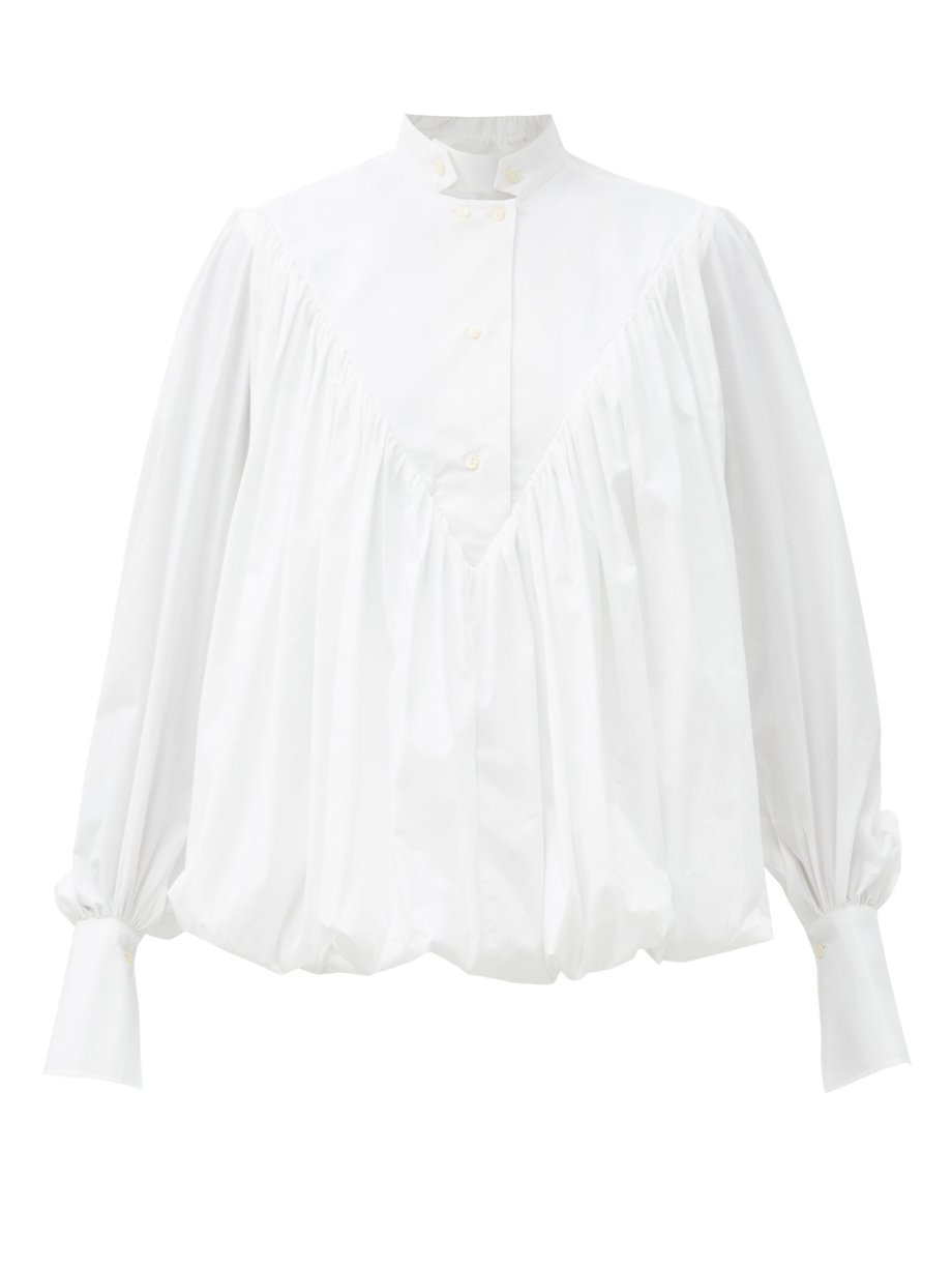 palmer//harding White Ateles mock-neck stretch-cotton poplin shirt ...