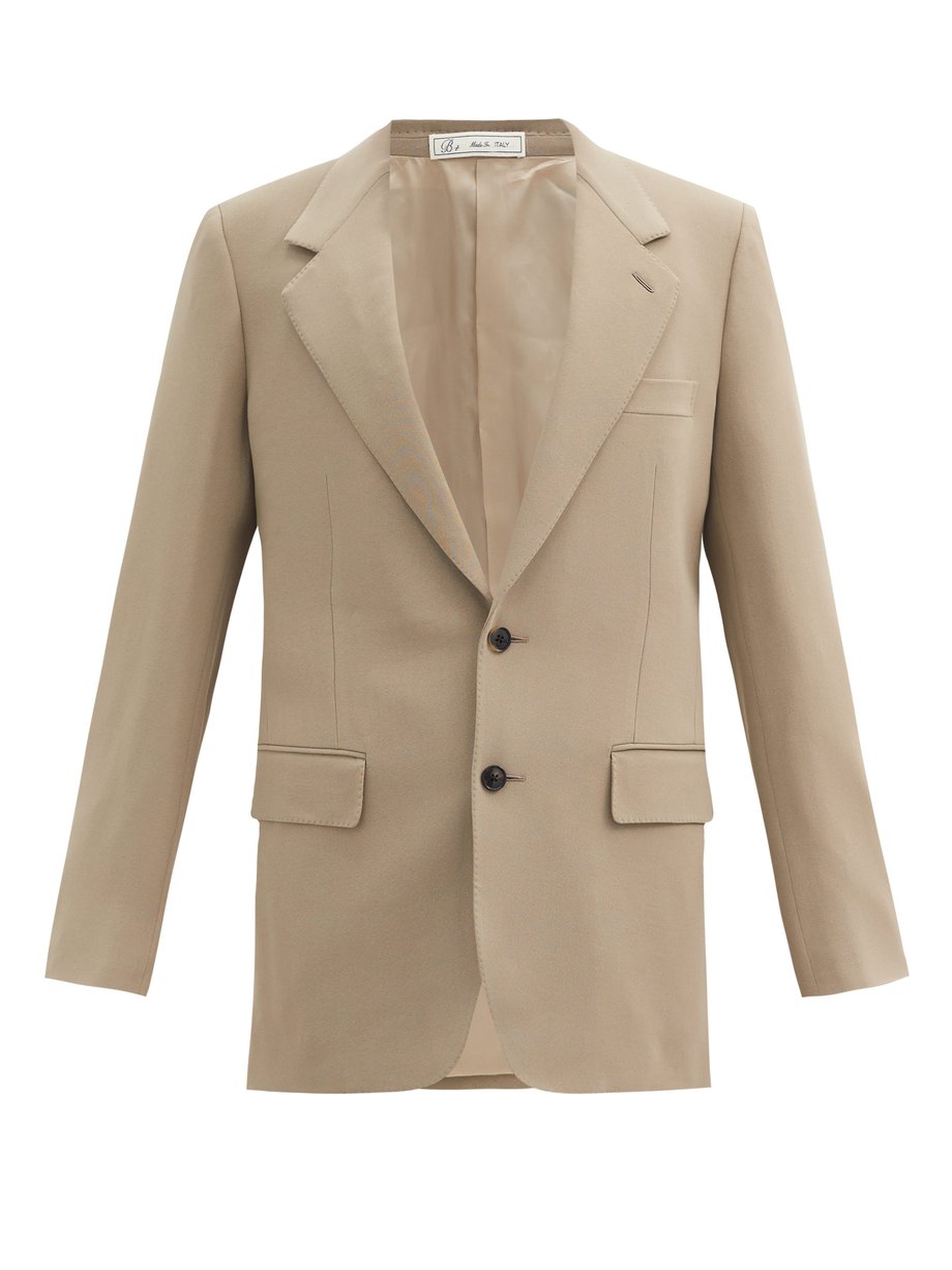 Grey Roped-shoulder single-breasted wool-blend blazer | Umit Benan B+ ...