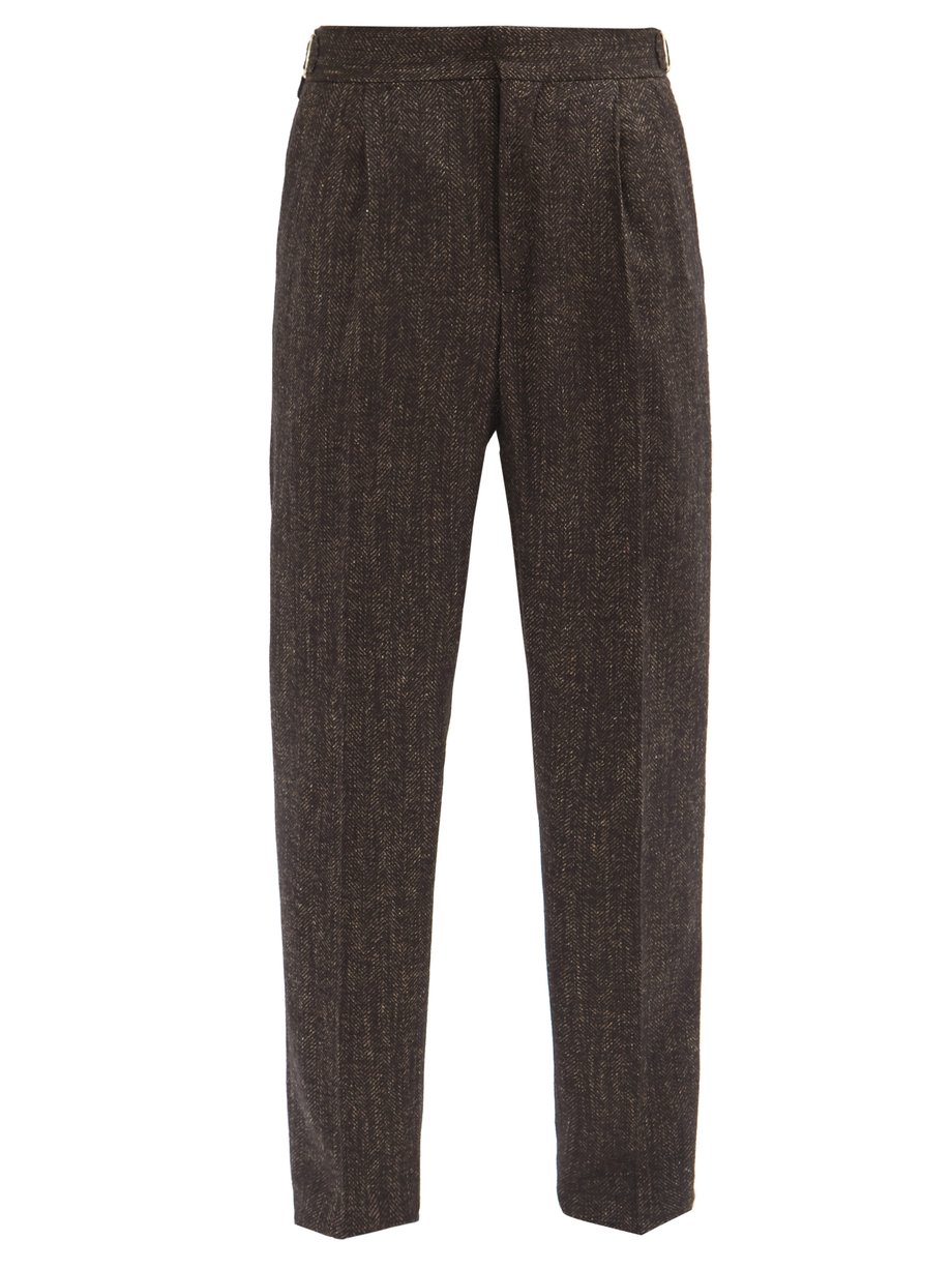 Brown High-rise pleated camel-hair trousers | Umit Benan B+ ...