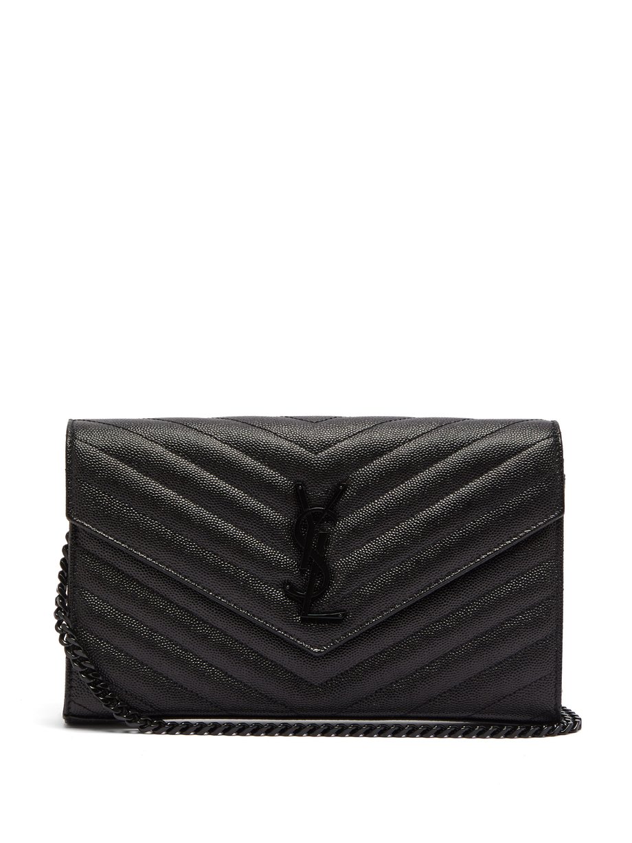 Black YSL-plaque quilted grained-leather cross-body bag | Saint Laurent ...