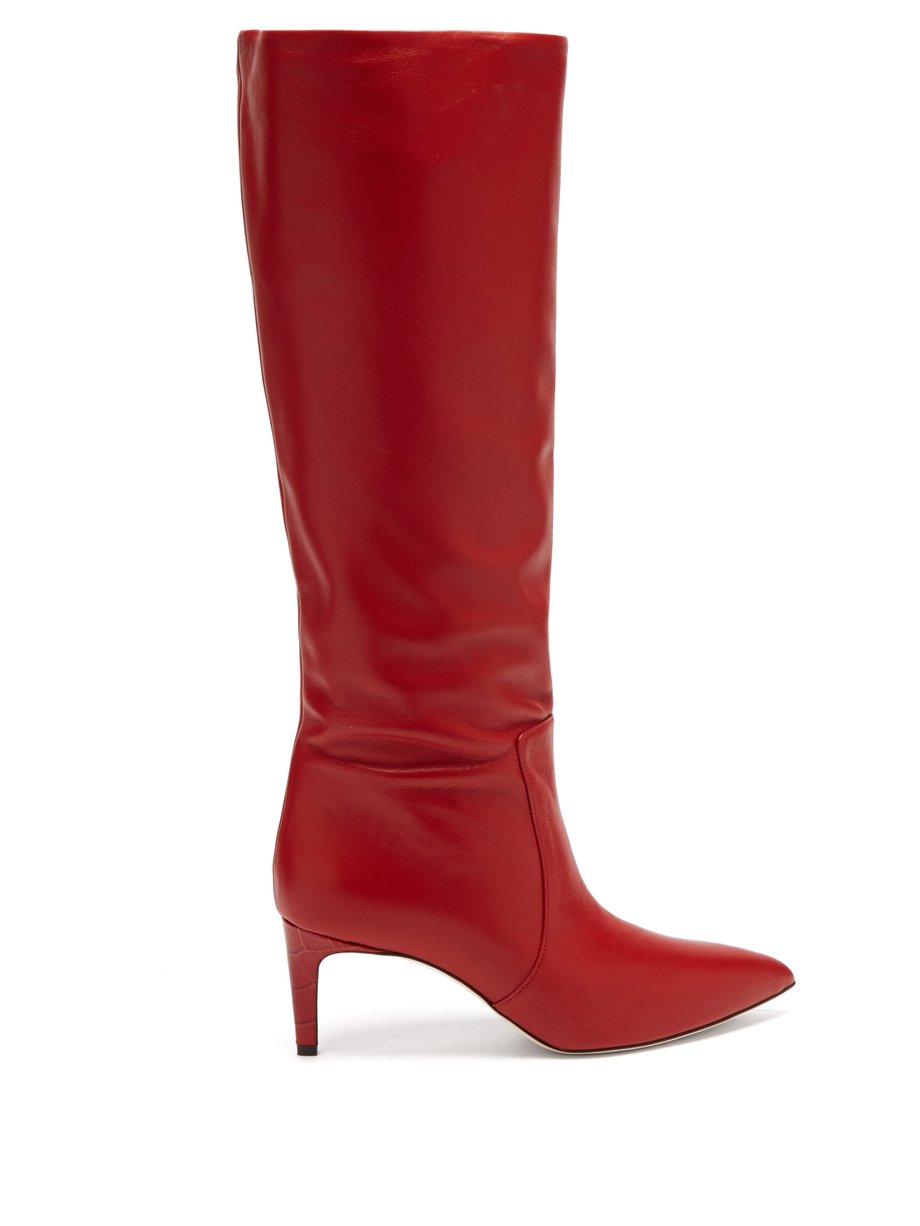 red croc knee high boots