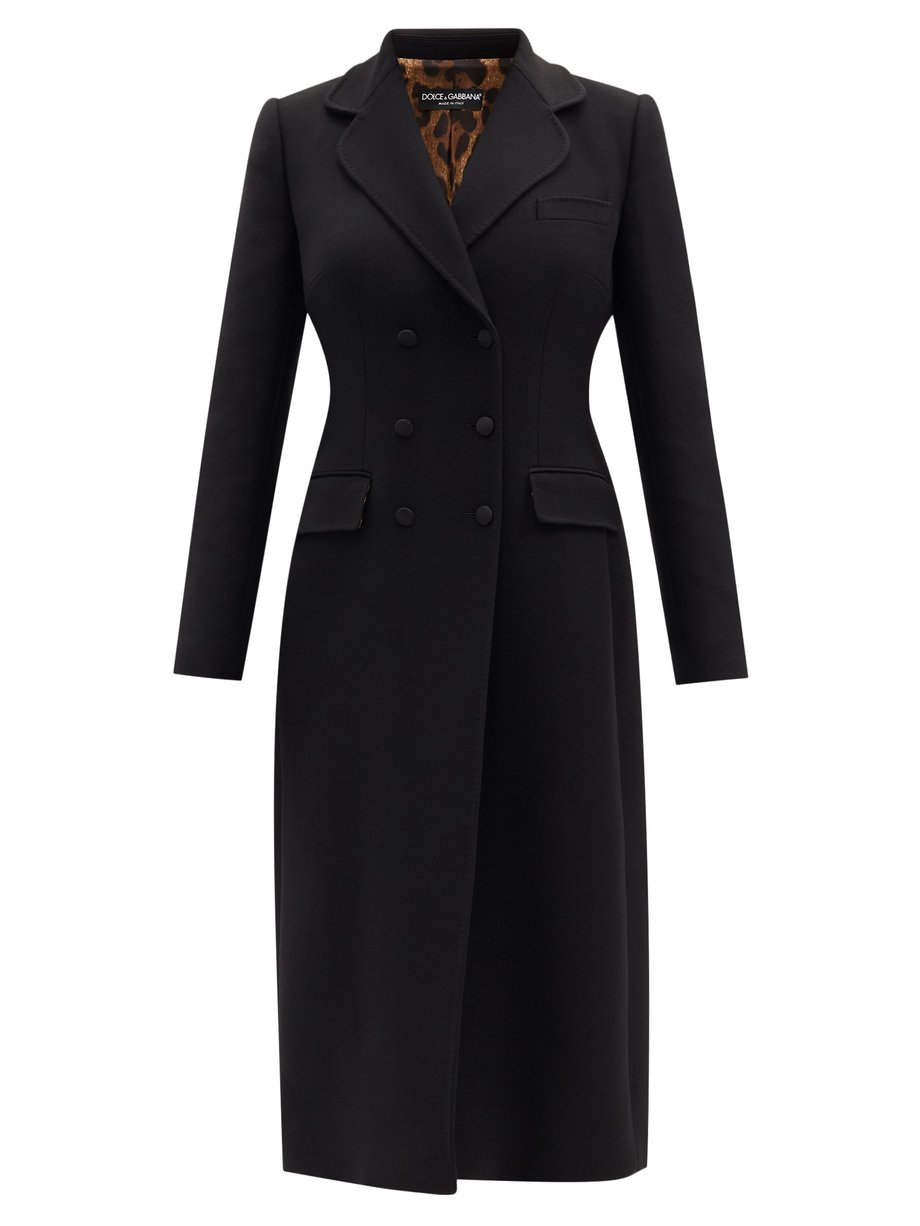 Black Double-breasted wool-crepe coat | Dolce & Gabbana | MATCHESFASHION US