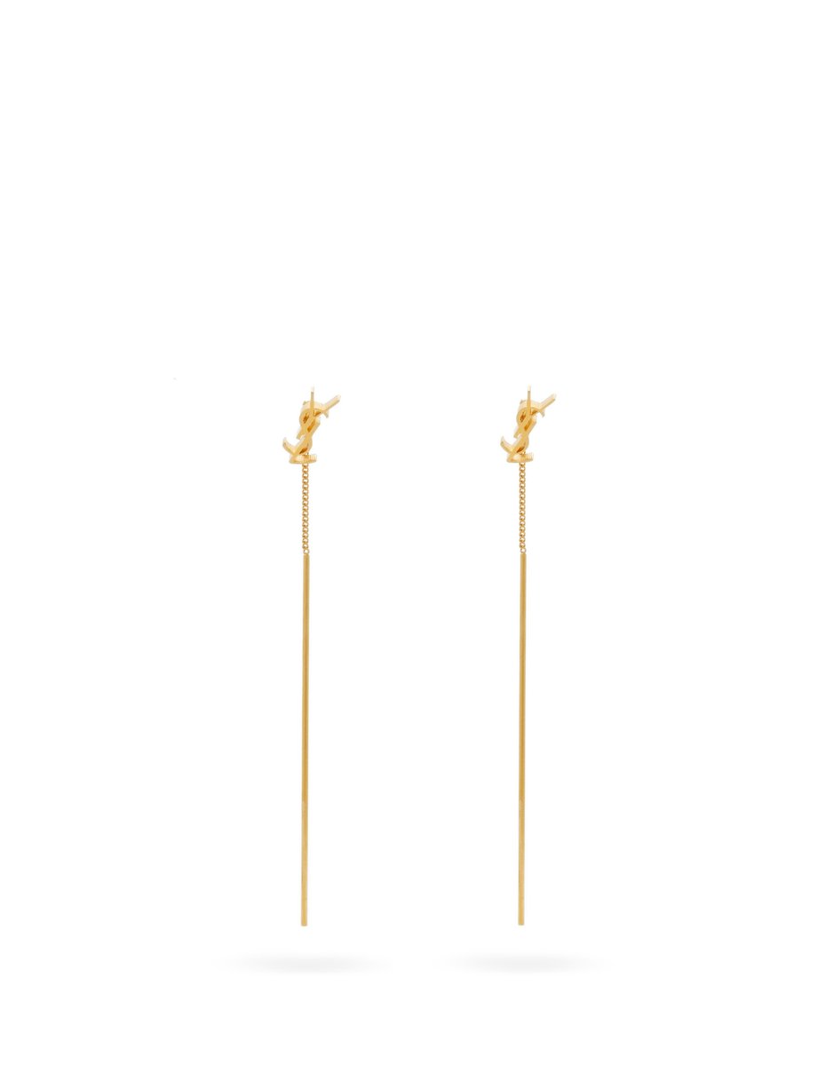 ysl logo drop earrings