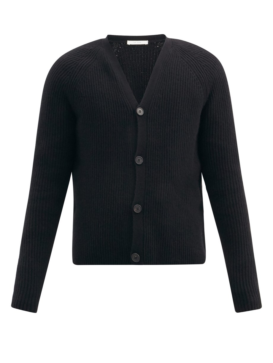 Black Francois ribbed merino-wool blend cardigan | The Row ...