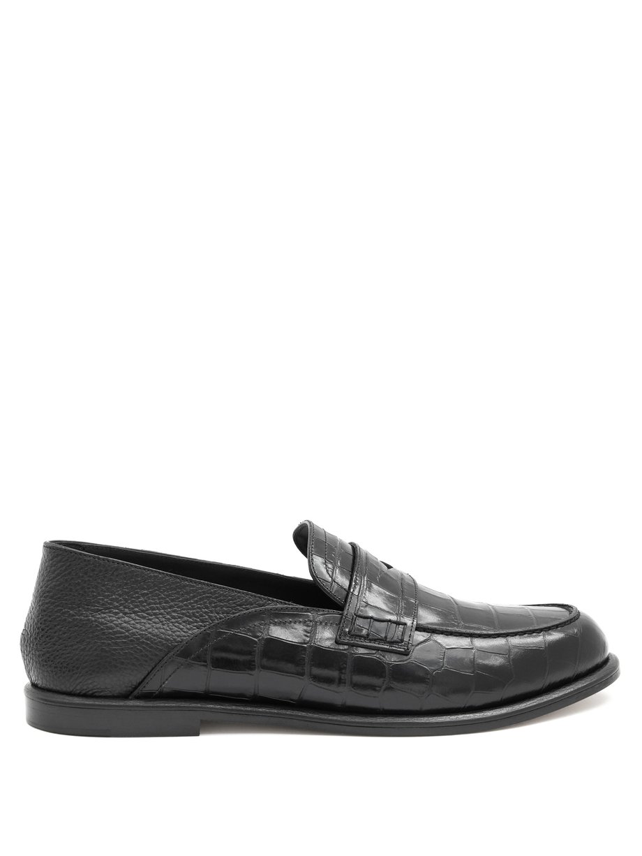 Black Crocodile-embossed leather loafers | Loewe | MATCHESFASHION US