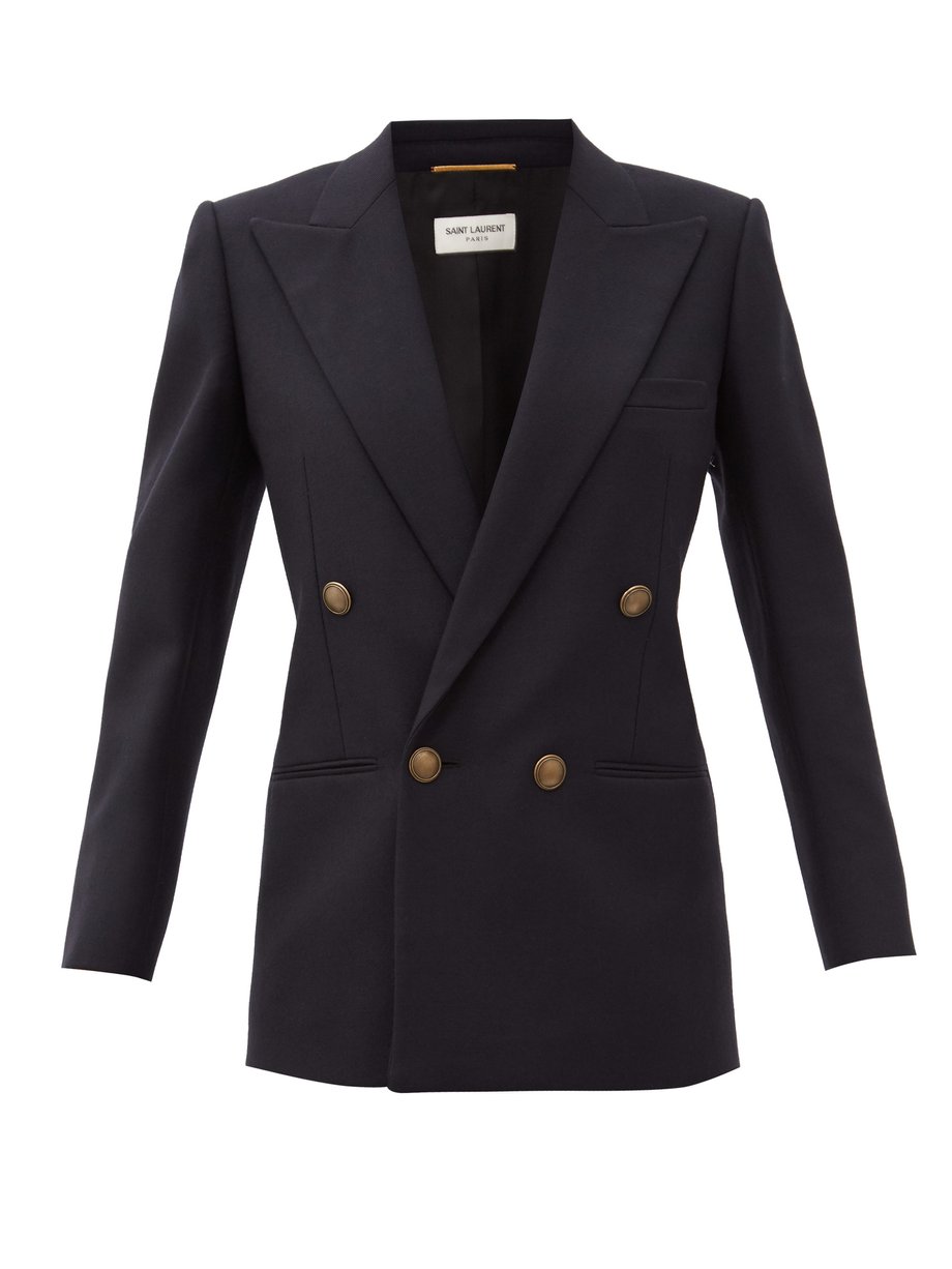 Navy Double-breasted wool-gabardine jacket | Saint Laurent