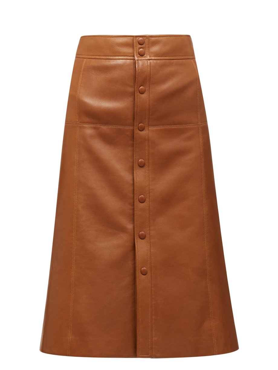 Brown A-line leather skirt | Saint Laurent | MATCHESFASHION US