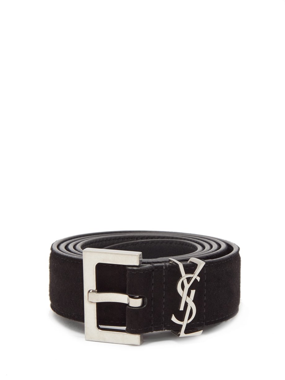 Black YSL-plaque suede belt | Saint Laurent | MATCHESFASHION US