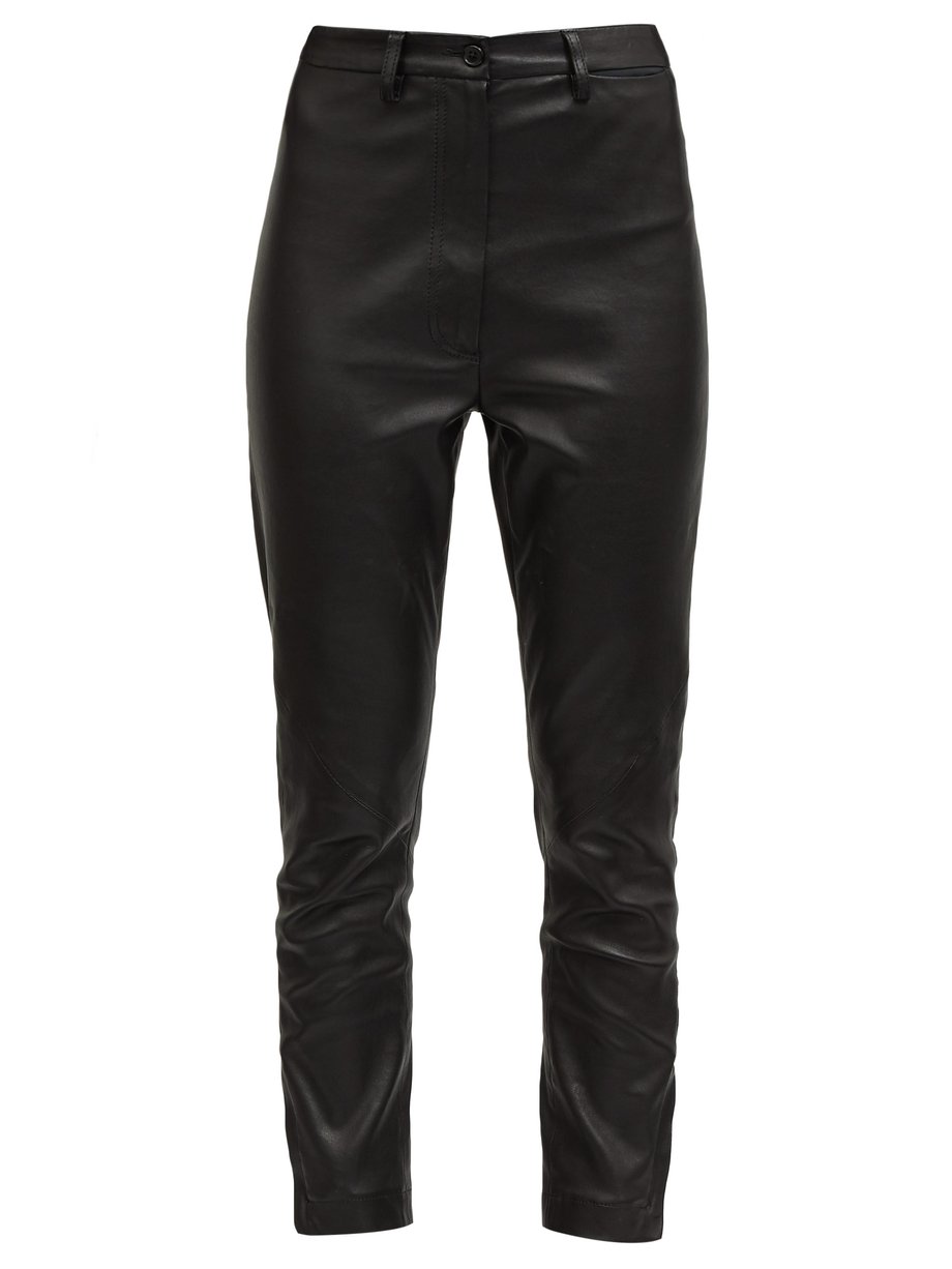 Ann Demeulemeester Black Mid-rise skinny leather trousers | 매치스패션, 모던 ...