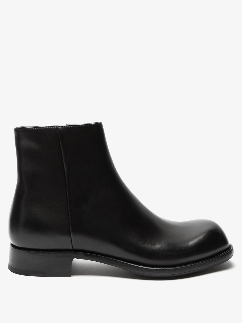 Black Square-toe leather boots | Prada | MATCHESFASHION US
