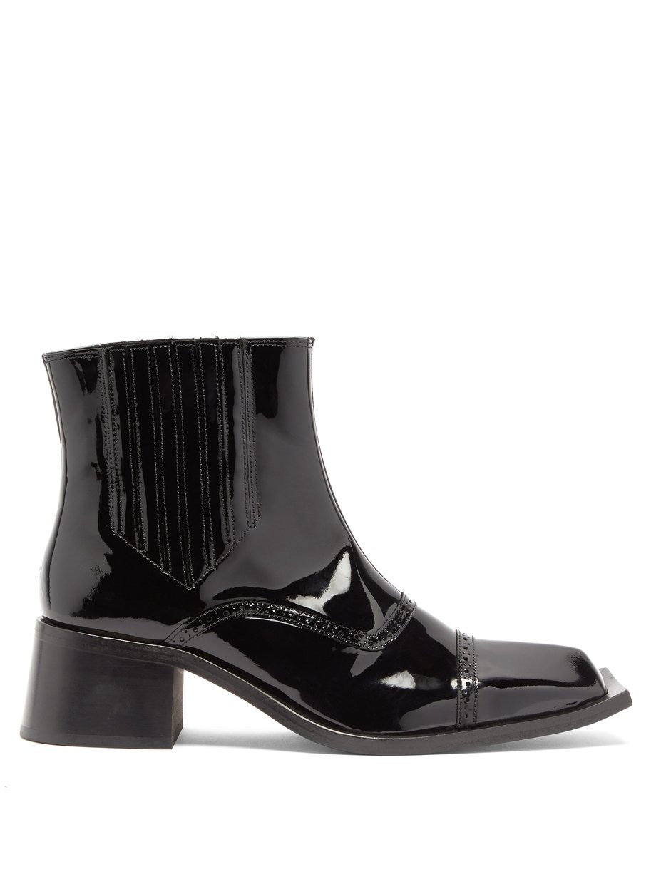 Martine Rose Black Square-toe patent-leather boots | 매치스패션, 모던 럭셔리 온라인 쇼핑