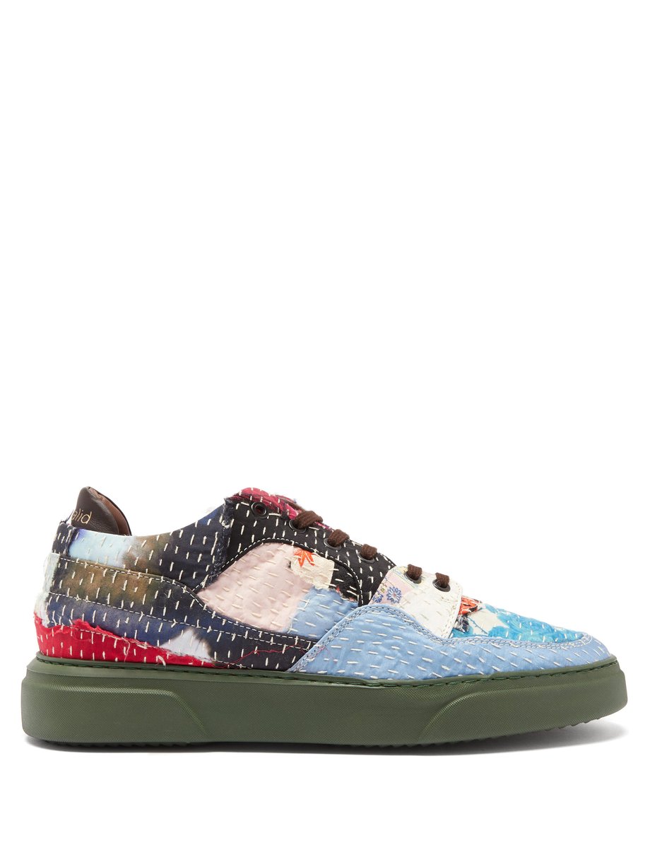 Blue Patchwork vintage silk trainers | By Walid | MATCHESFASHION US