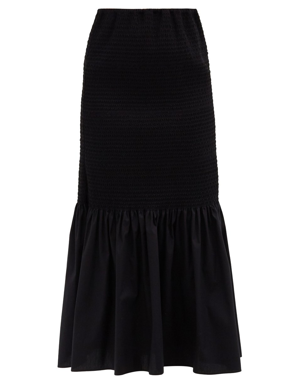 Black Rafano smocked cotton-blend midi skirt | Brock Collection ...