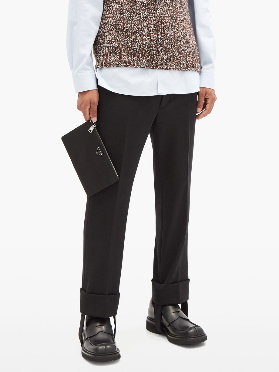 Black Detachable-stirrup gabardine trousers | Prada | MATCHESFASHION US