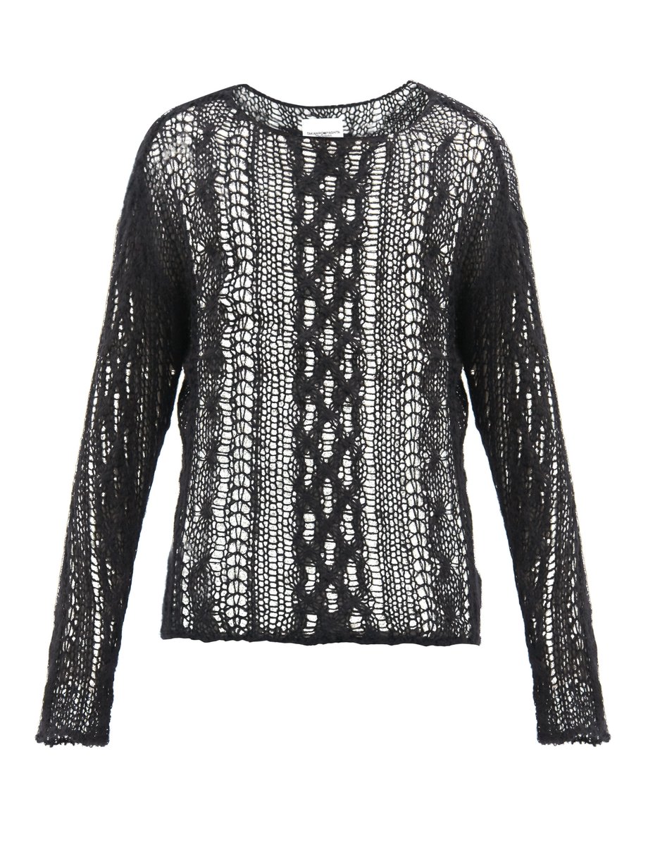 Black Open-weave wool sweater | TAKAHIROMIYASHITA TheSoloist ...
