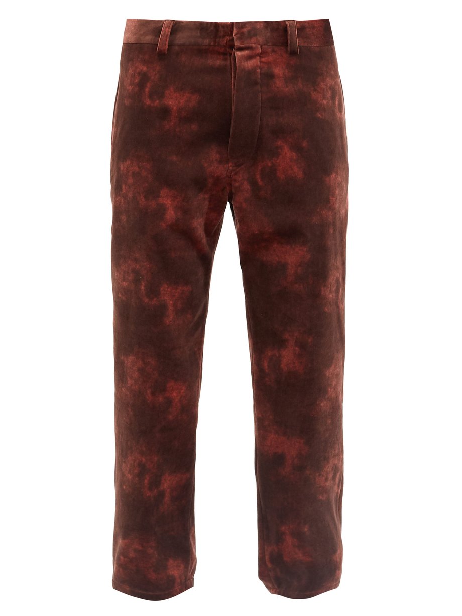 Brown Tie-dye cotton-blend velvet trousers | Ann Demeulemeester ...