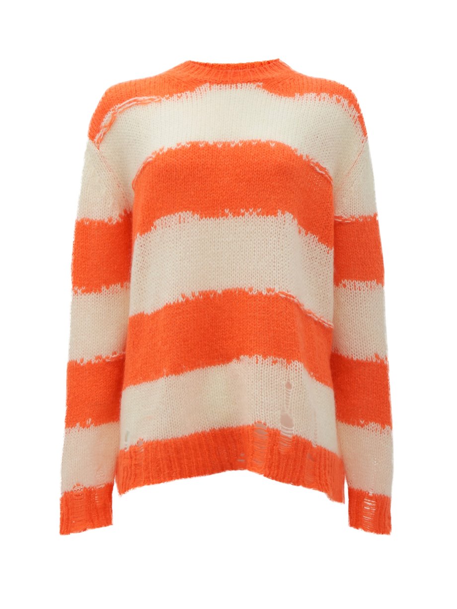 Orange Kantonia striped distressed knitted sweater | Acne Studios ...