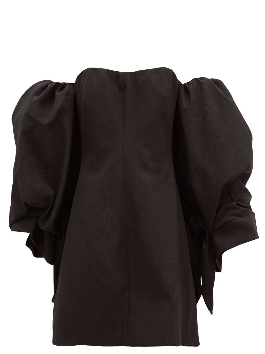 Black Smoky detachable-sleeve cotton-blend mini dress | Ellery ...