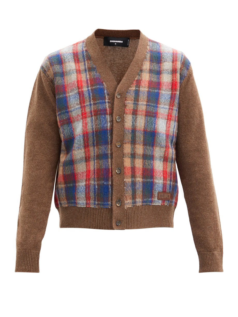 Brown Checked wool cardigan | DSquared² | MATCHESFASHION US