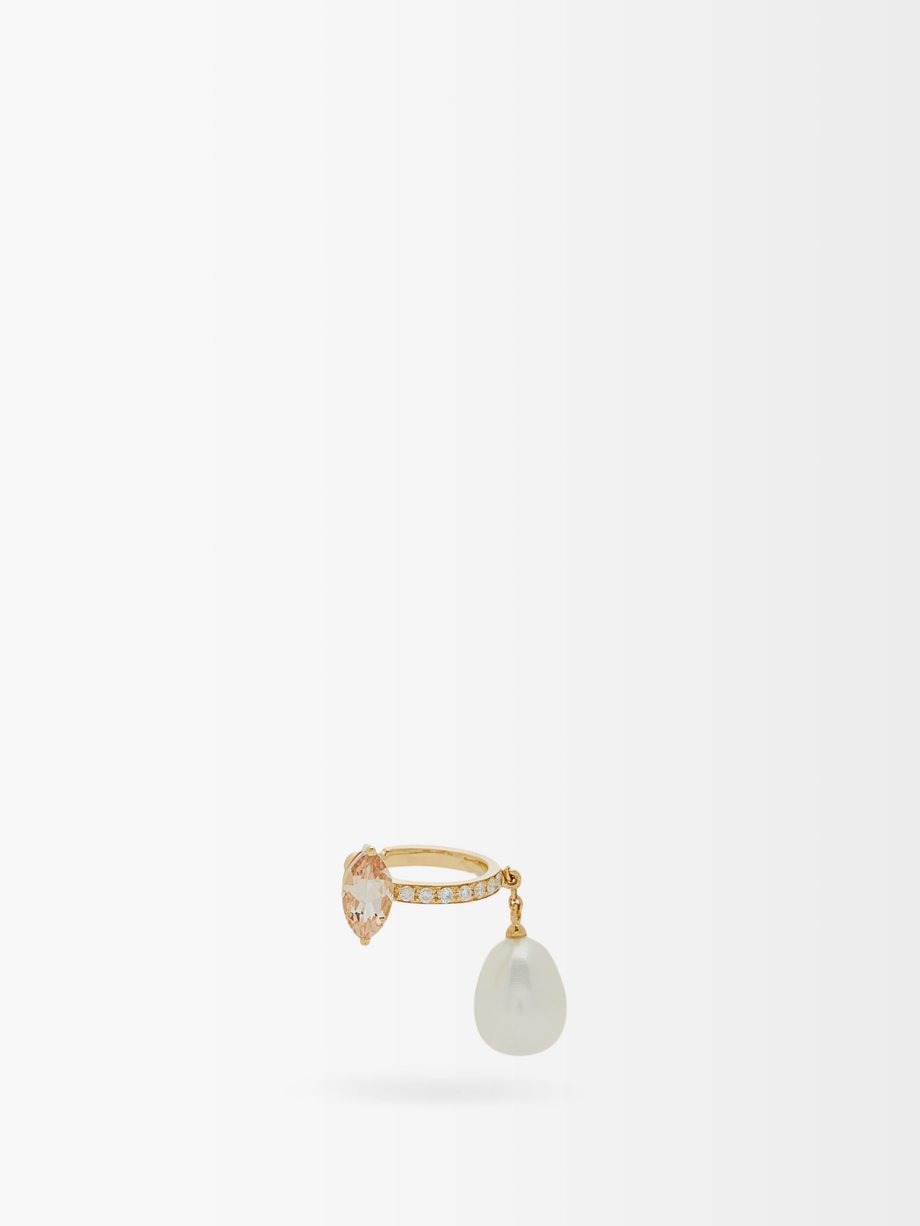 Gold P Che Glac E Diamond Pearl Kt Gold Ear Cuff Anissa Kermiche