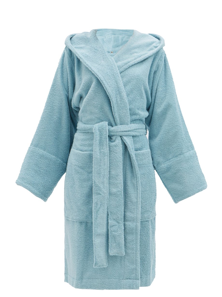Download Blue Hooded cotton-terry bathrobe | Tekla | MATCHESFASHION US