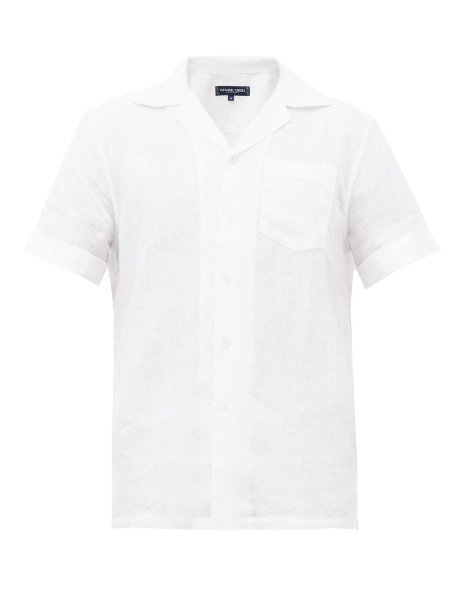 White Cuban-collar linen shirt | Frescobol Carioca | MATCHESFASHION US