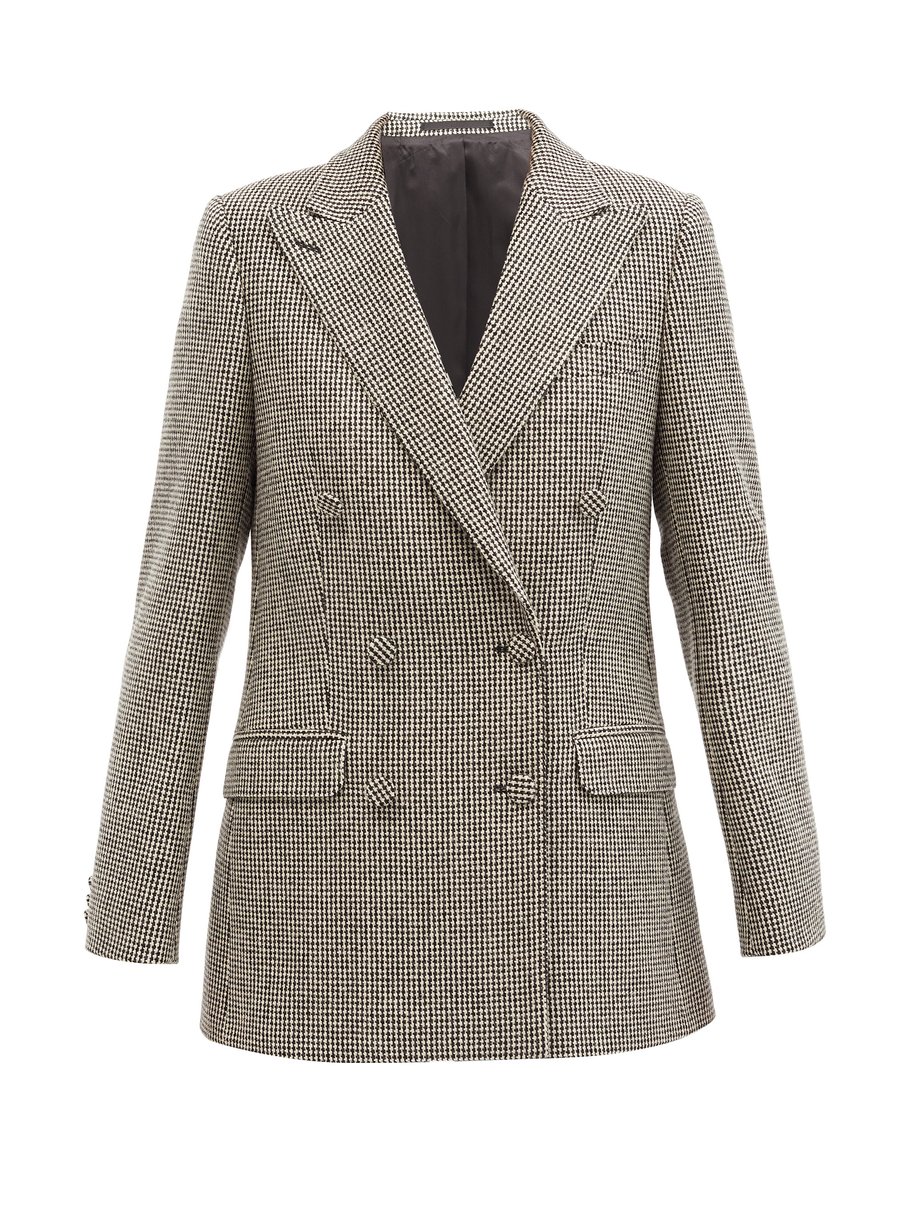 Grey Manon double-breasted houndstooth-twill blazer | Officine Générale ...