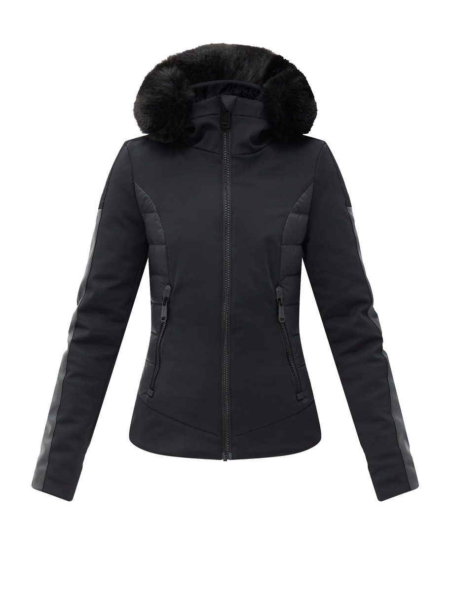 Black Kaja faux fur-trimmed hood down ski jacket | Goldbergh ...