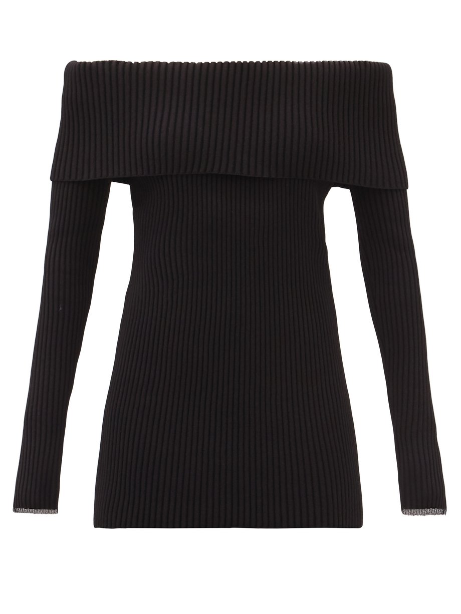 Black Off-the-shoulder ribbed sweater | Proenza Schouler ...