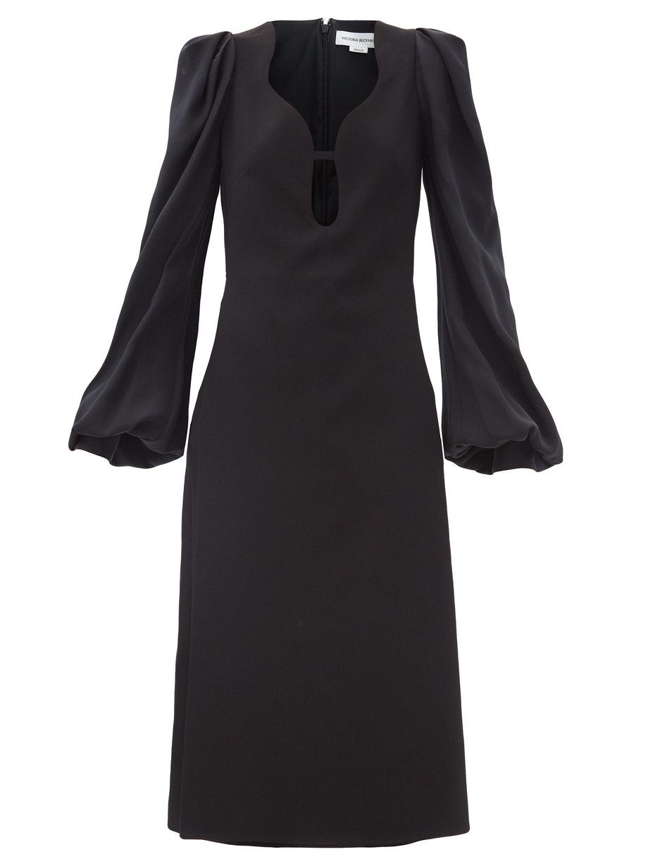 Black Keyhole-cutout crepe midi dress ...