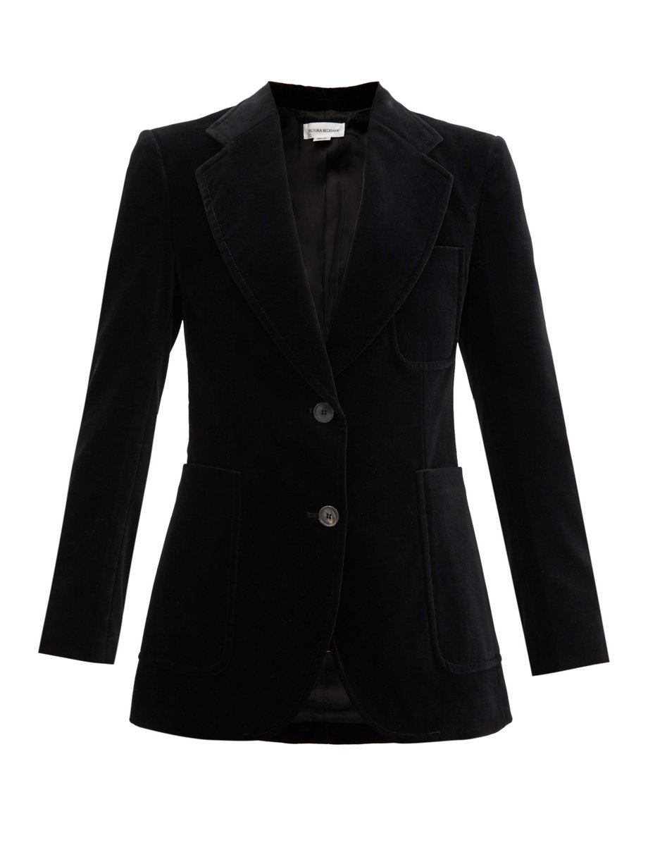 Black Single-breasted cotton-blend velvet blazer | Victoria Beckham ...
