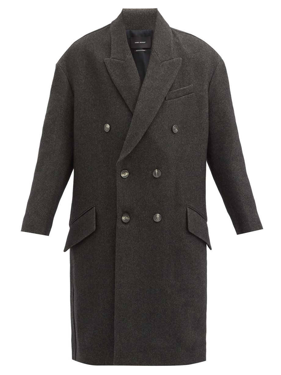 Grey Idalia double-breasted wool-blend coat | Isabel Marant ...
