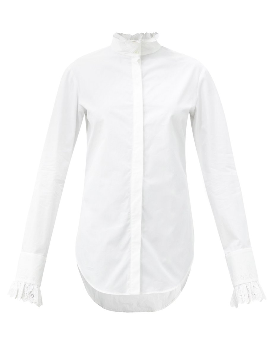 White Broderie-anglaise collar cotton-poplin shirt | Paco Rabanne ...