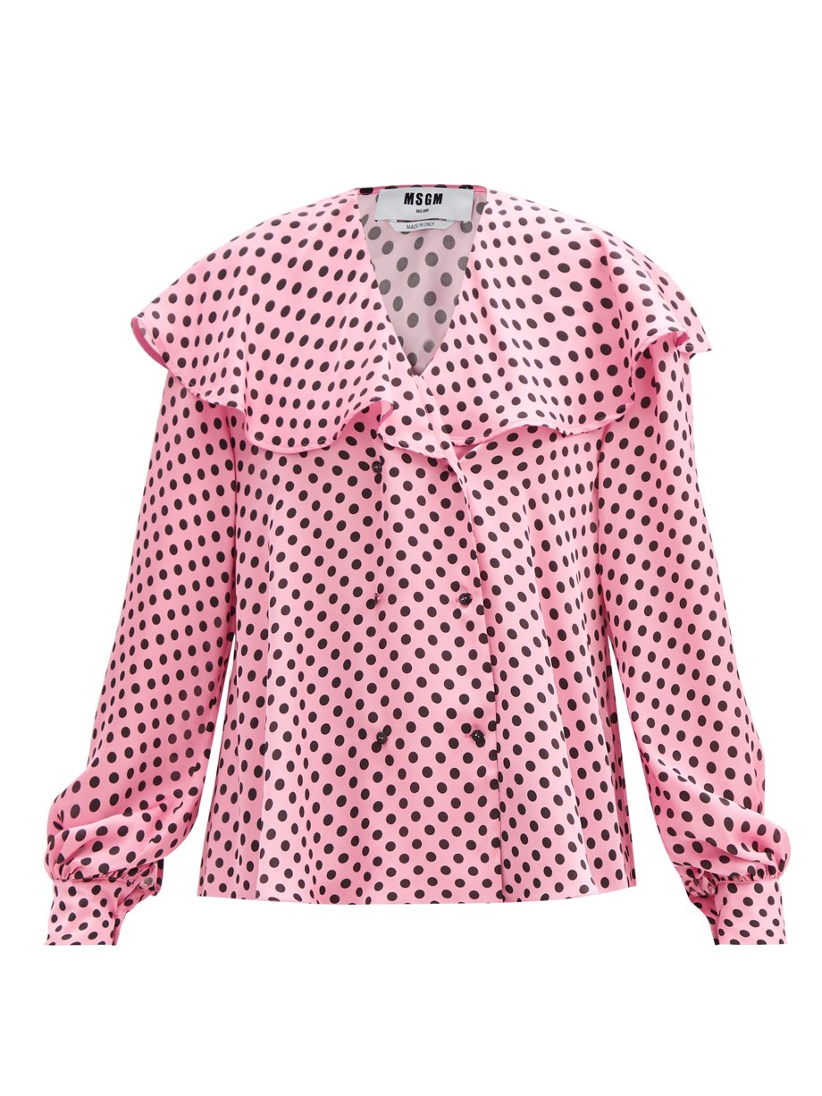 Print Sailor-collar polka-dot crepe blouse | MSGM | MATCHESFASHION US