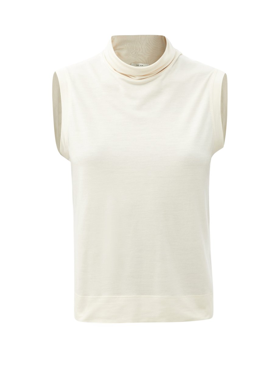 Cream Bokkai roll-neck sleeveless jersey top | The Row | MATCHESFASHION US