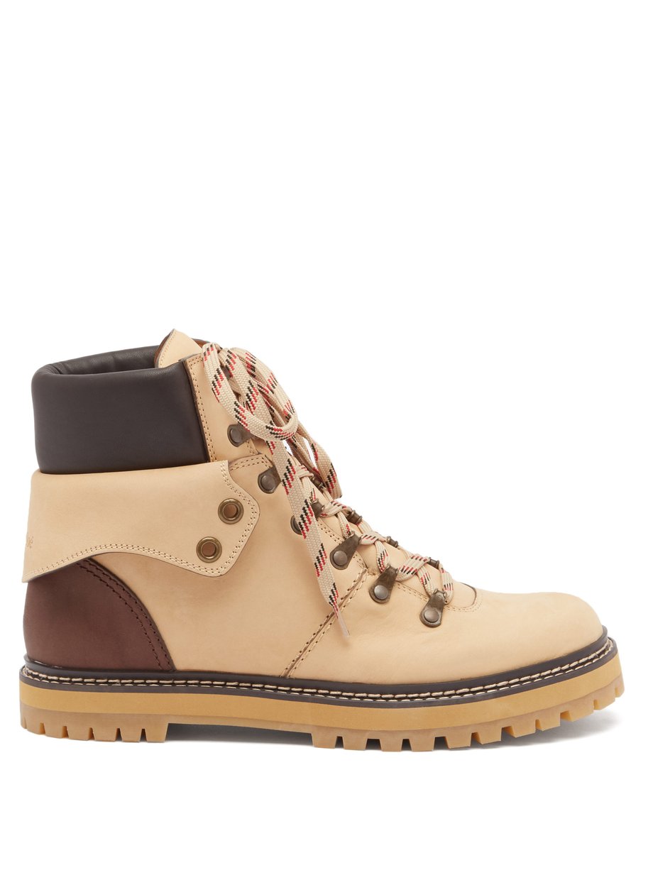 Neutral Eileen leather hiking boots | See By Chloé | MATCHESFASHION US