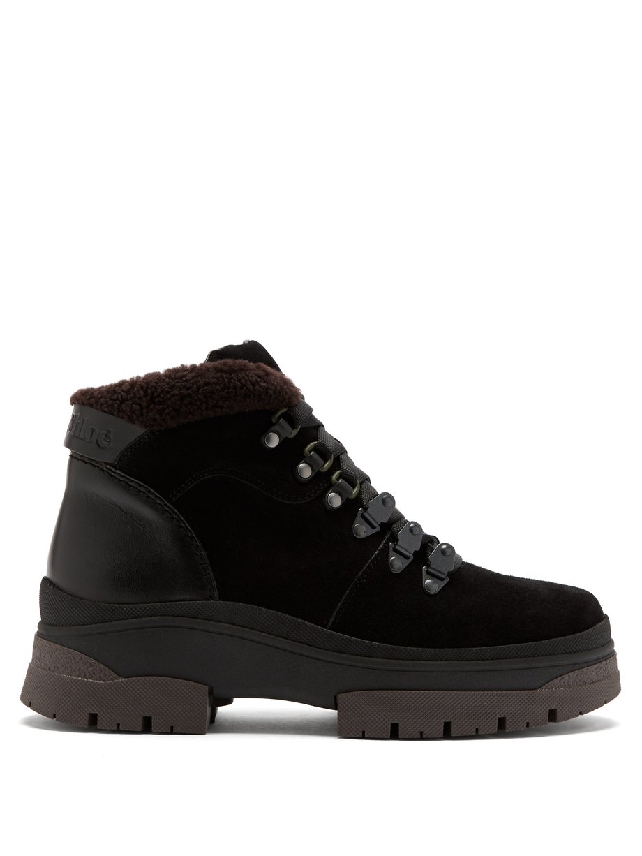 Black Crosta suede and leather hiking boots | See By Chloé ...
